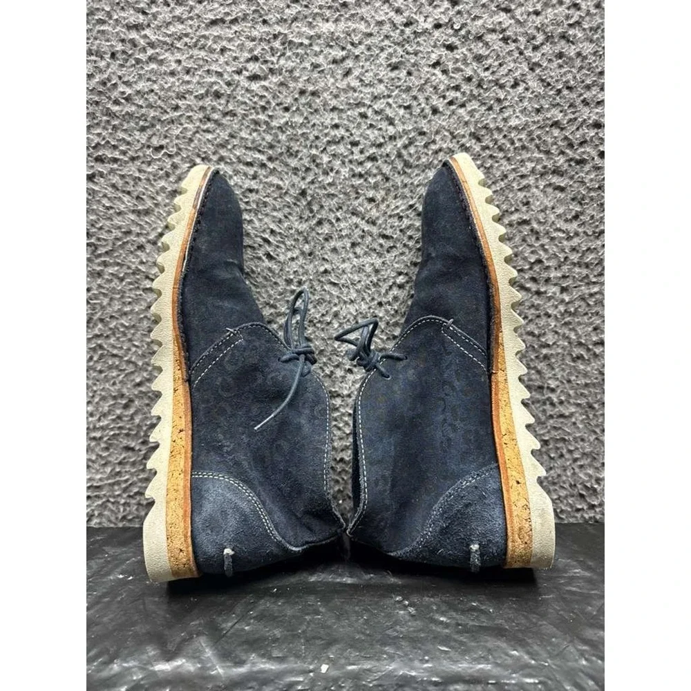 Paul Smith Jeans Suede Leather‎ Lace-Up Chukka Boot Navy Blue Mens Size 41 EU